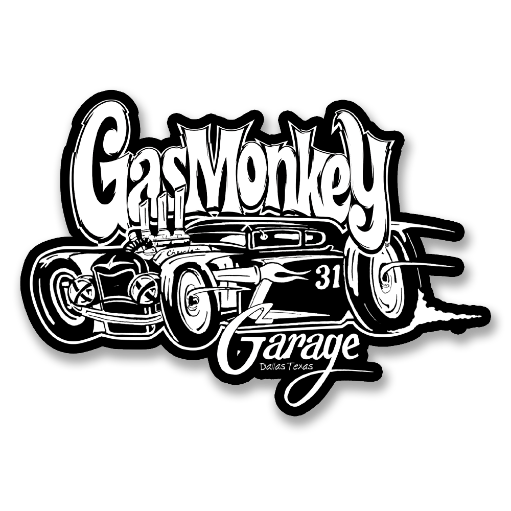 as Monkey Garage - White Car Sticker